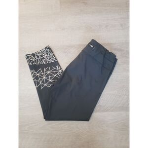 Athleta Black Capri Leggings Rose Gold Flowers Mountains Size Womens Med RN54023